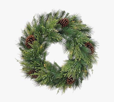 Faux Pincone &amp; Berry Cedar Wreath | Pottery Barn (US)