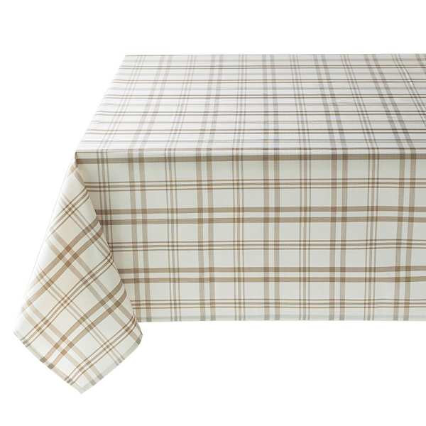 Taupe & Ivory Thompson Plaid Tablecloth, 60x84 | At Home