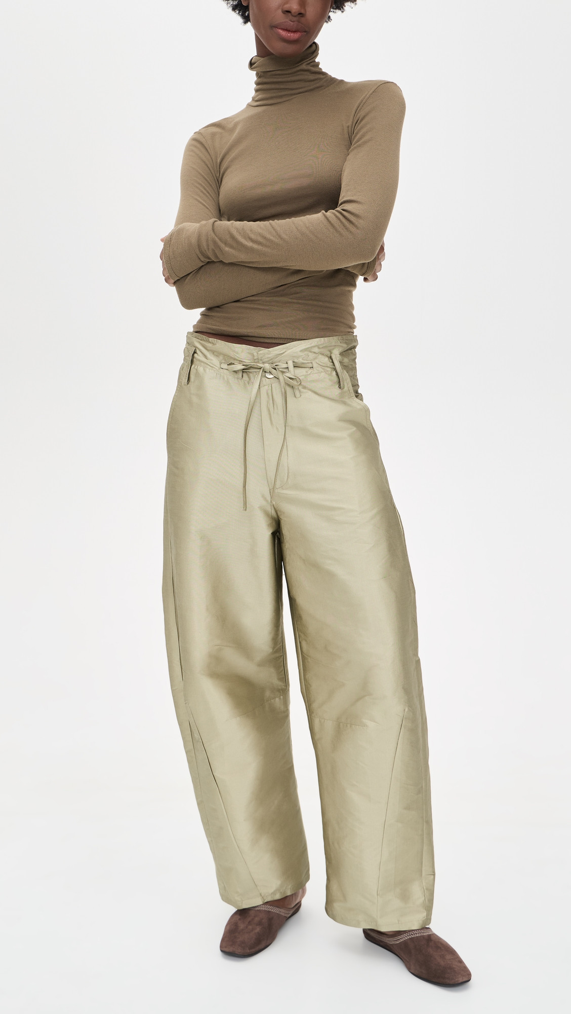 Chan Luu Techno Taffeta Barrel Pants Sage 3 | Shopbop