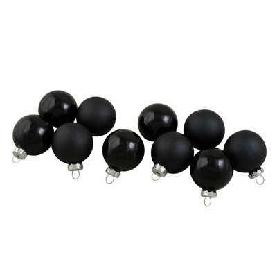 Northlight 10ct Shiny and Matte Black Glass Ball Christmas Ornaments 1.75" (45mm) | Target