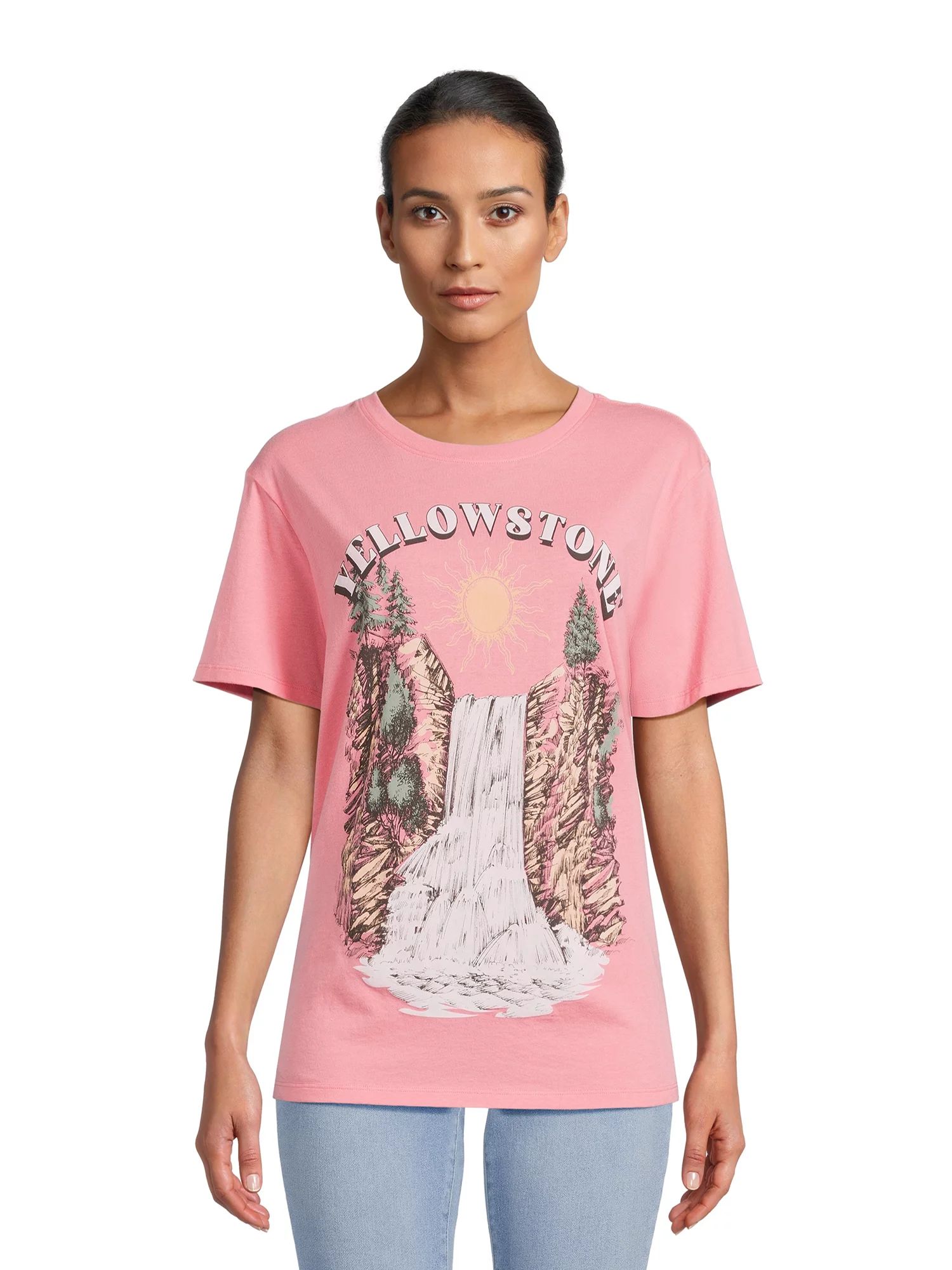 Time and Tru Women's Yellowstone Graphic Tee with Short Sleeves | Walmart (US)