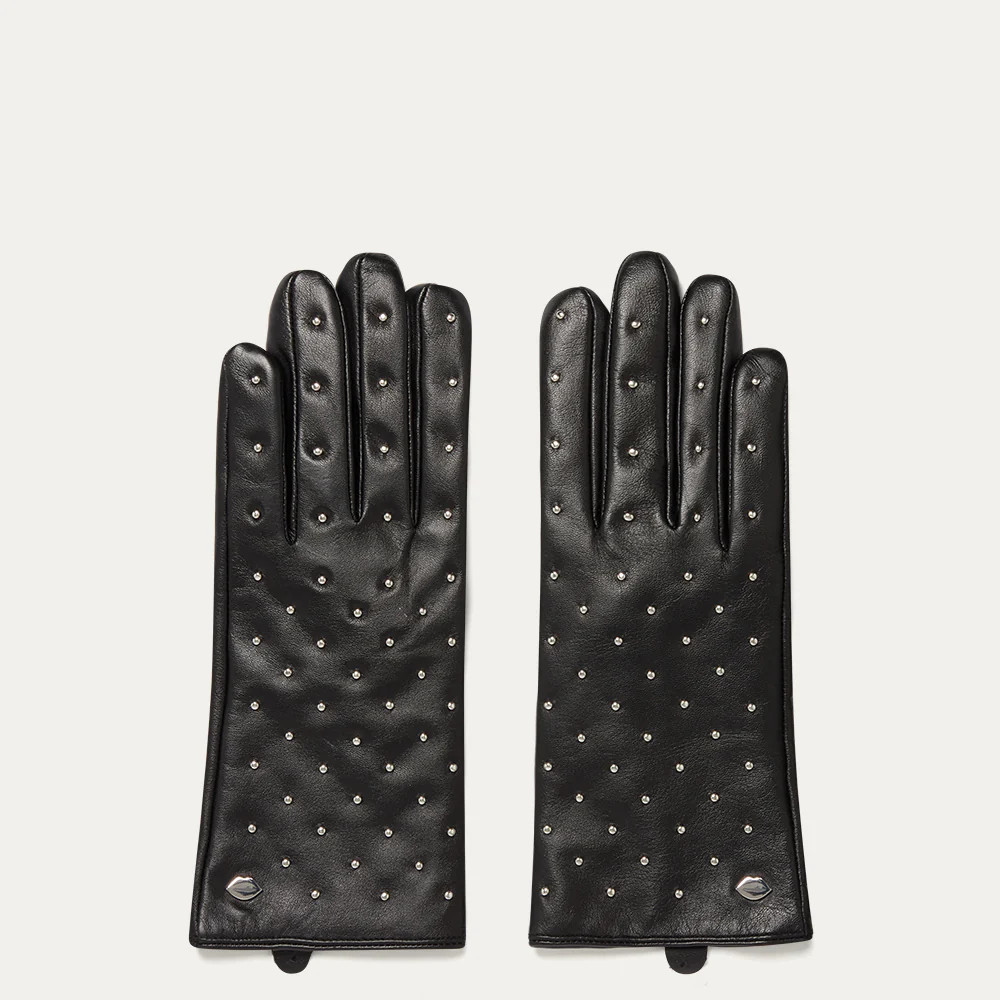 BLACK NOVA STUDDED LEATHER GLOVES | Lulu Guinness (UK)