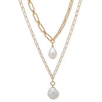 Worthington Simulated Pearl 21 Inch Curb Pendant Necklace | JCPenney