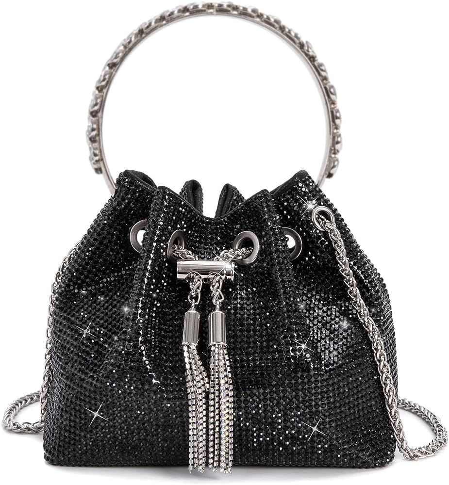 Sweetovo Bling Crystal Rhinestone Purse for Women Sparkly Clutch Handbag Crossbody Bag for Evenin... | Amazon (US)