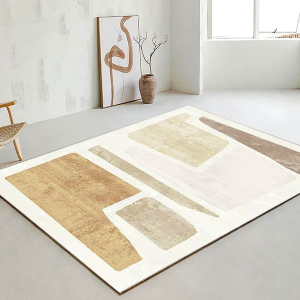 Modern 6' x 9' Abstract Geometric Faux Cashmere Indoor Area Rug Living Room Bedroom | Homary