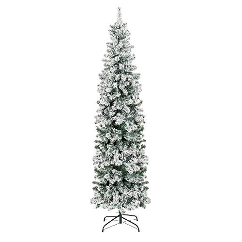 Best Choice Products 7.5ft Snow Flocked Artificial Pencil Christmas Tree Holiday Decoration w/Metal  | Amazon (US)