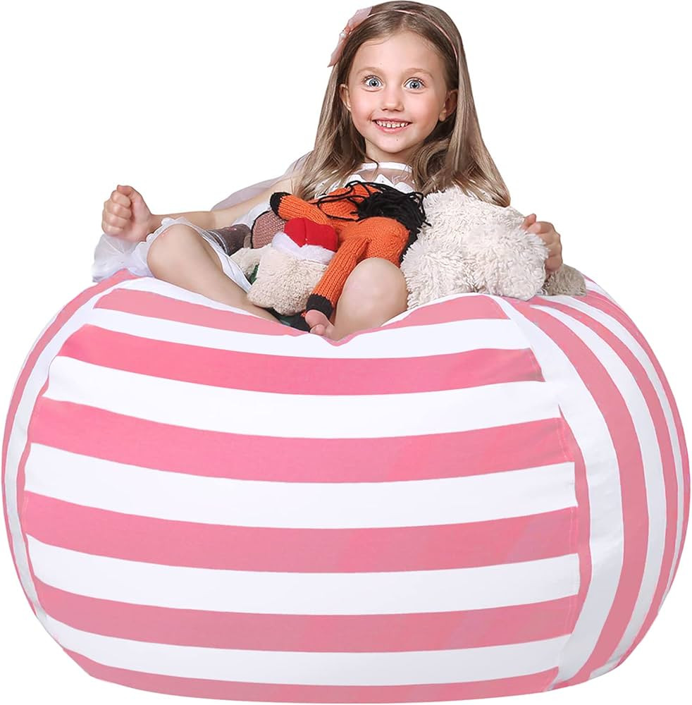 WEKAPO Stuffed Animal Storage Bean Bag Chair Cover for Kids | Stuffable Zipper Beanbag for Organi... | Amazon (US)