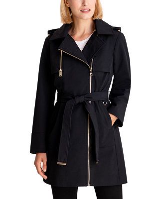Michael Kors Asymmetrical Hooded Raincoat, Created for Macy's & Reviews - Coats - Women - Macy's | Macys (US)