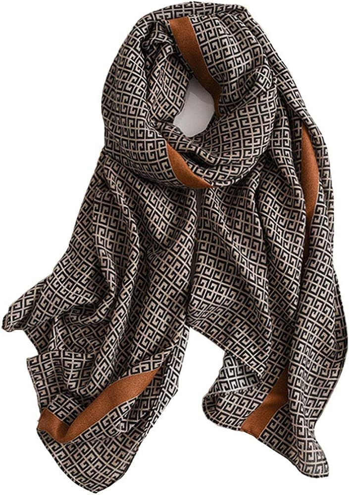 Cotton Linen Feeling Women Large Long Scarf Shawl Check Style Sunscreen Shawls Wraps Lightweight ... | Amazon (US)