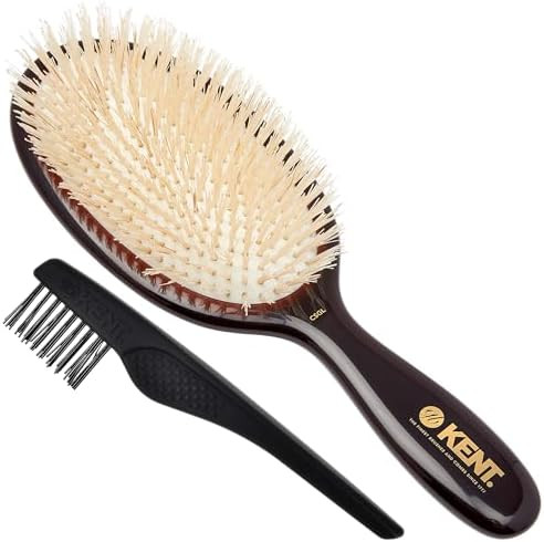 Kent CSGL 9" Large Oval Cushion Straightening Brush and Scalp Brush – Natural White Boar Bristl... | Amazon (US)
