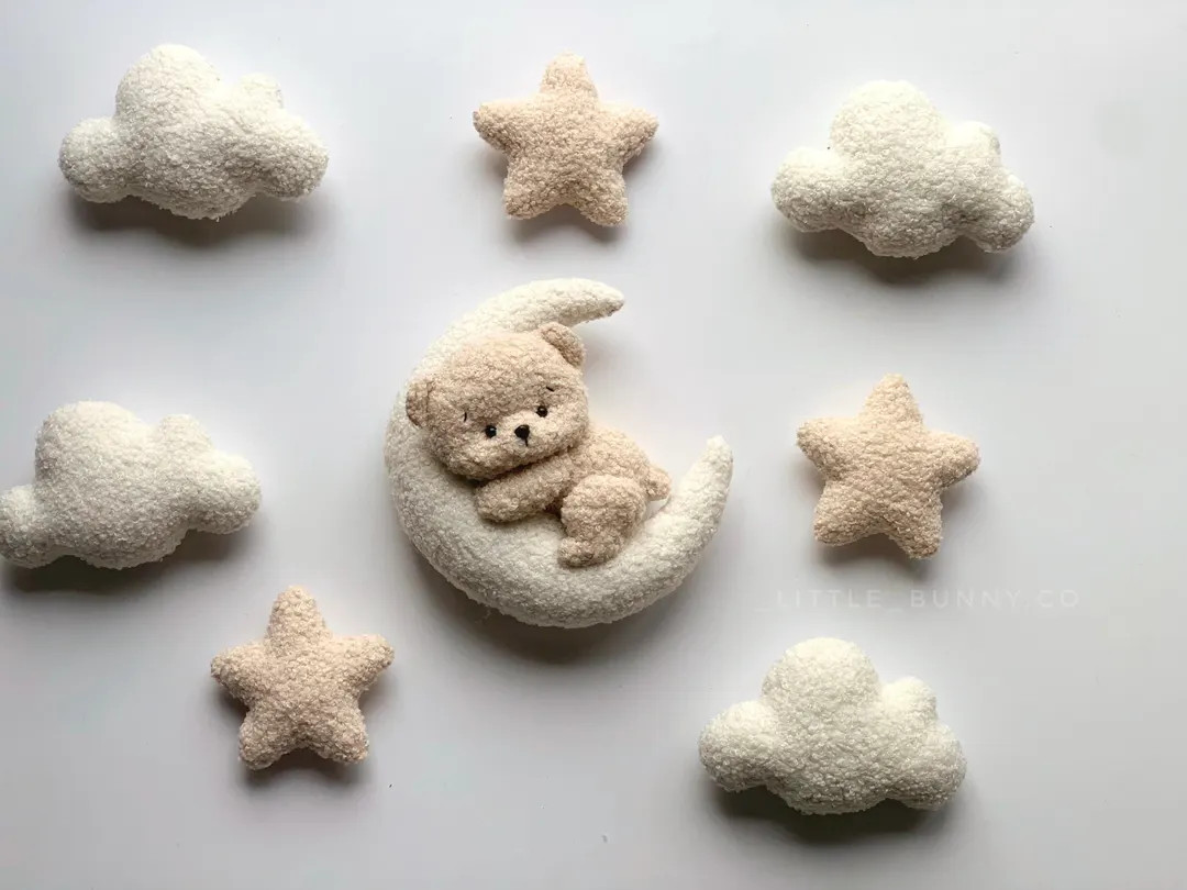 Boucle Bear Nursery Wall Decor: Handmade Neutral Baby Room Art - Etsy | Etsy (US)