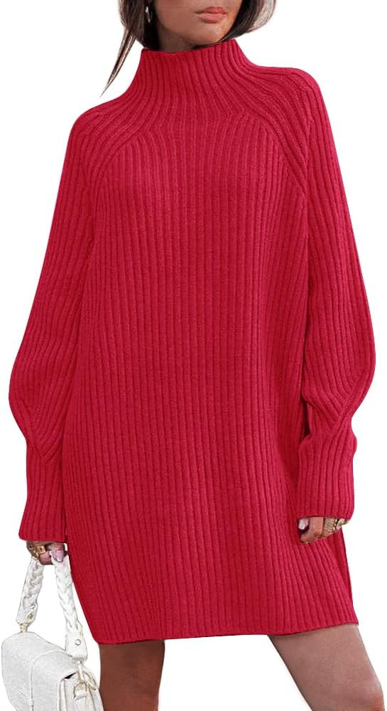 LILLUSORY Sweater Dresses for Women 2025 Fall Fashion Mock Neck Long Lantern Sleeve Oversized Out... | Amazon (US)