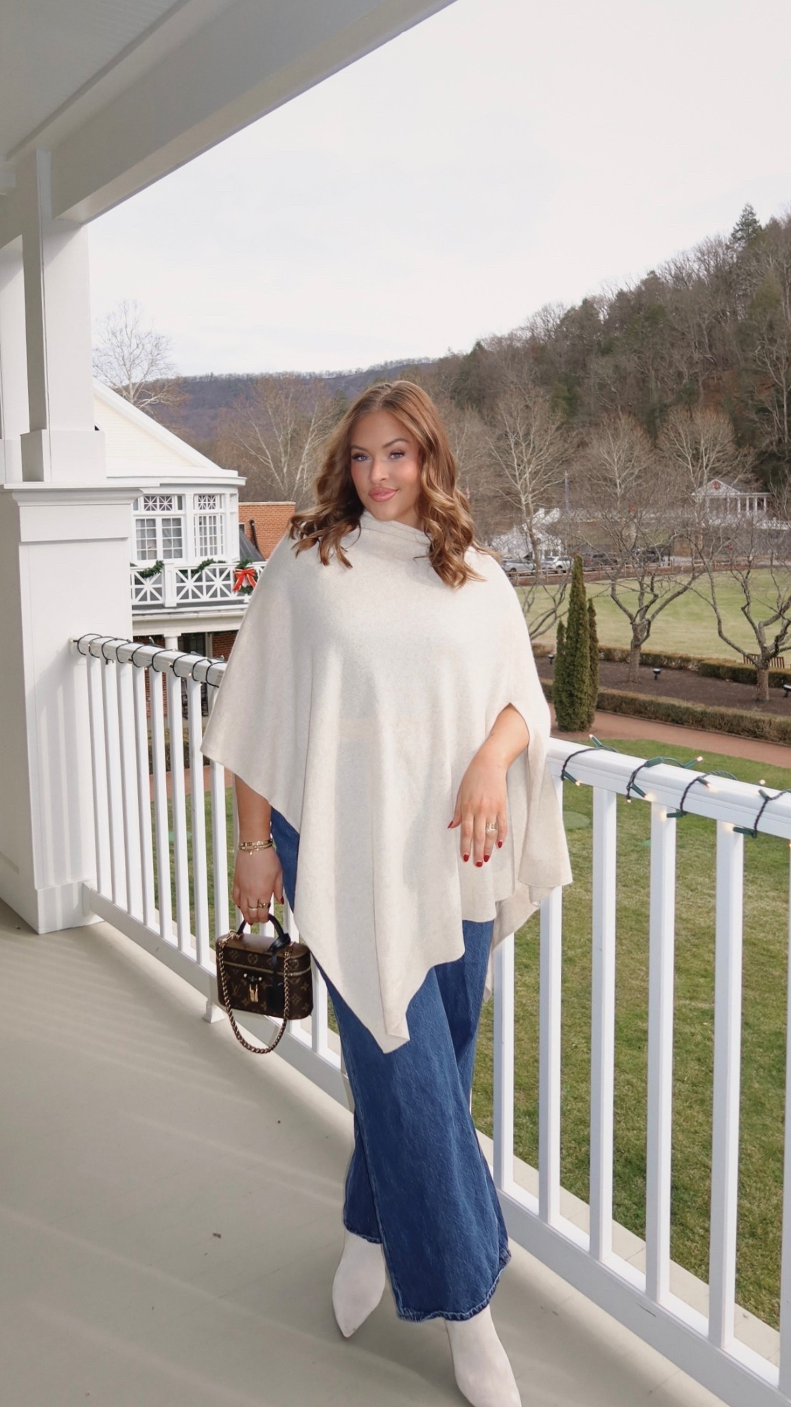 Fun and comfy fit. Poncho is OS and for jeans I wear 33 long! 

#LTKSeasonal #LTKHoliday #LTKMidsize