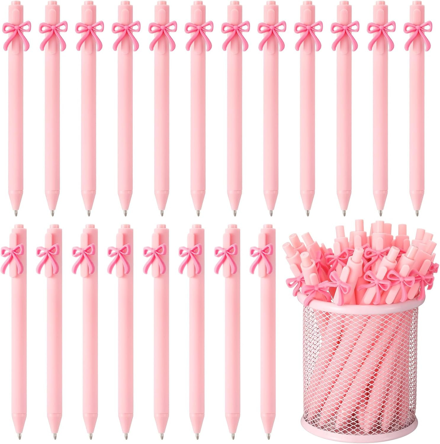 20 Pcs Bow Ballpoint Pens Coquette Aesthetic Retractable Bowknot Black Ink Pen Butterfly Bow Part... | Amazon (US)