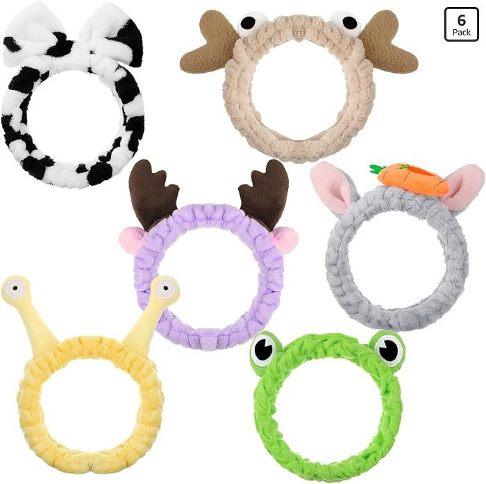 6 Pcs Animal Headbands Bulk Cute Ear Skincare Headband for Women Lovely Hair Band for Washing Mak... | Amazon (US)