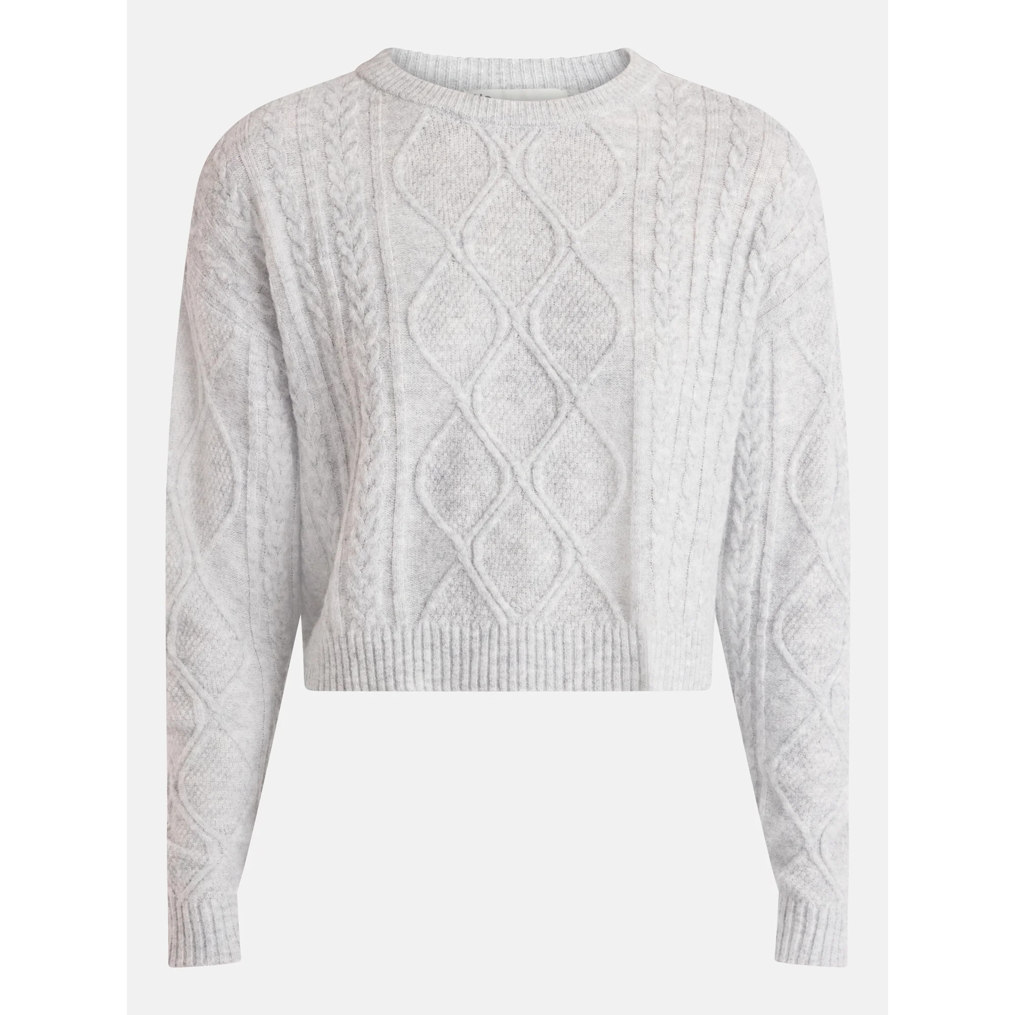 No Boundaries Cable Knit Pullover Sweater, Lightweight, Women’s | Walmart (US)