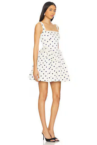 self-portrait Polka Dot Satin Mini Dress in Cream from Revolve.com | Revolve Clothing (Global)