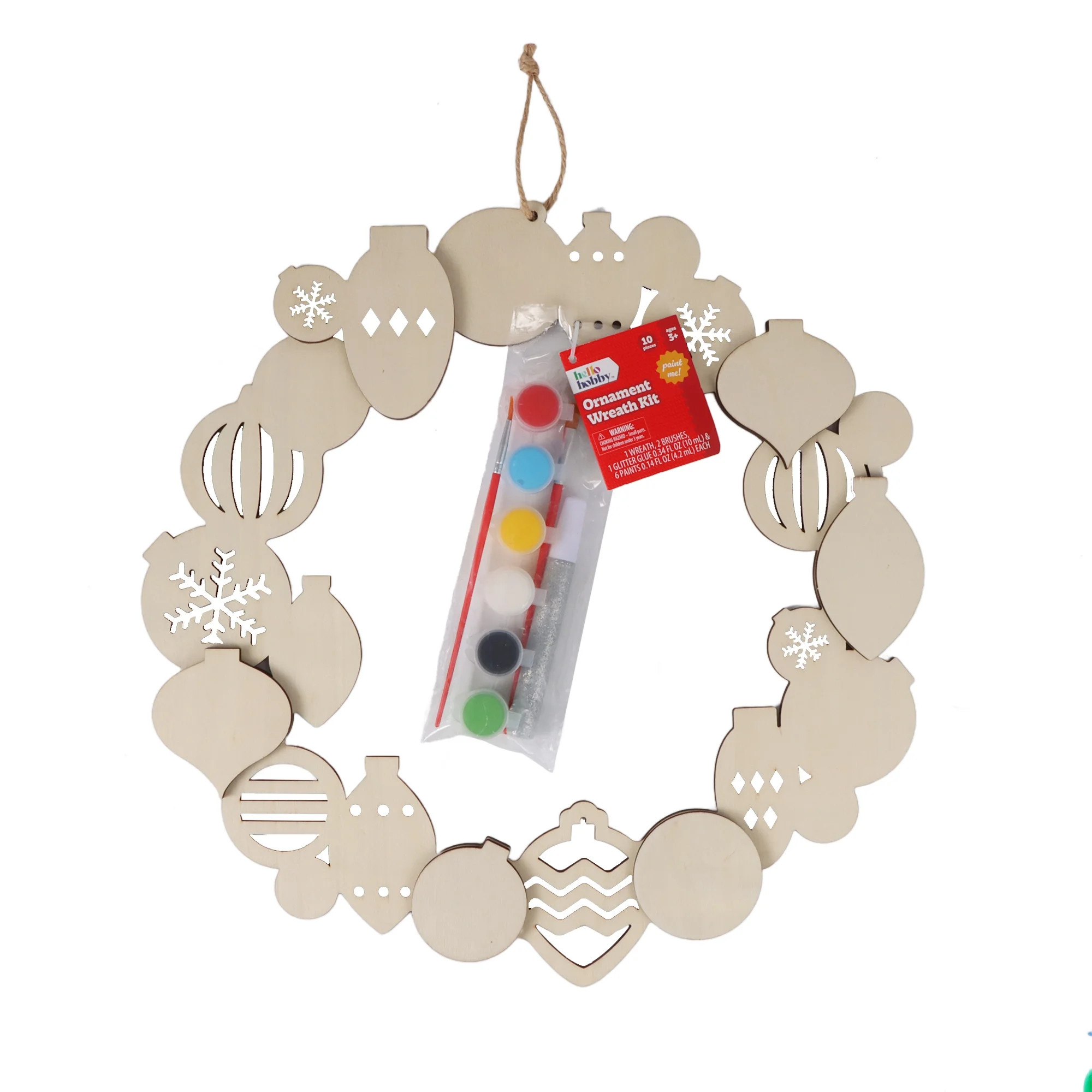 Hello Hobby Ornament Wreath, Unfinished Plywood Wreath, 15 in. x 0.35 in. x 15 in. | Walmart (US)