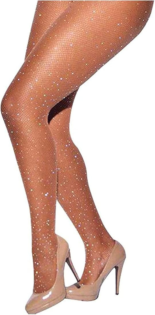 LUCKELF Sexy High Waist Tights Sparkle Rhinestone Fishnets Party Rhinestone Mesh Stockings | Amazon (US)