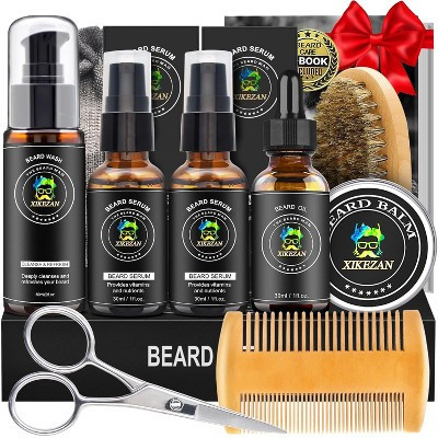 XIKEZAN Beard Kit for Men Grooming & Care Set w/2 Pack Beard Serum, Wash, Oil, Balm, Comb, Brush, Scissor, Bag, EBook, Unique Birthday Gifts | Target