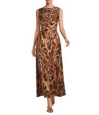 Kristen Leopard Print Boat Neck Sleeveless Blouson Dress | Dillard's