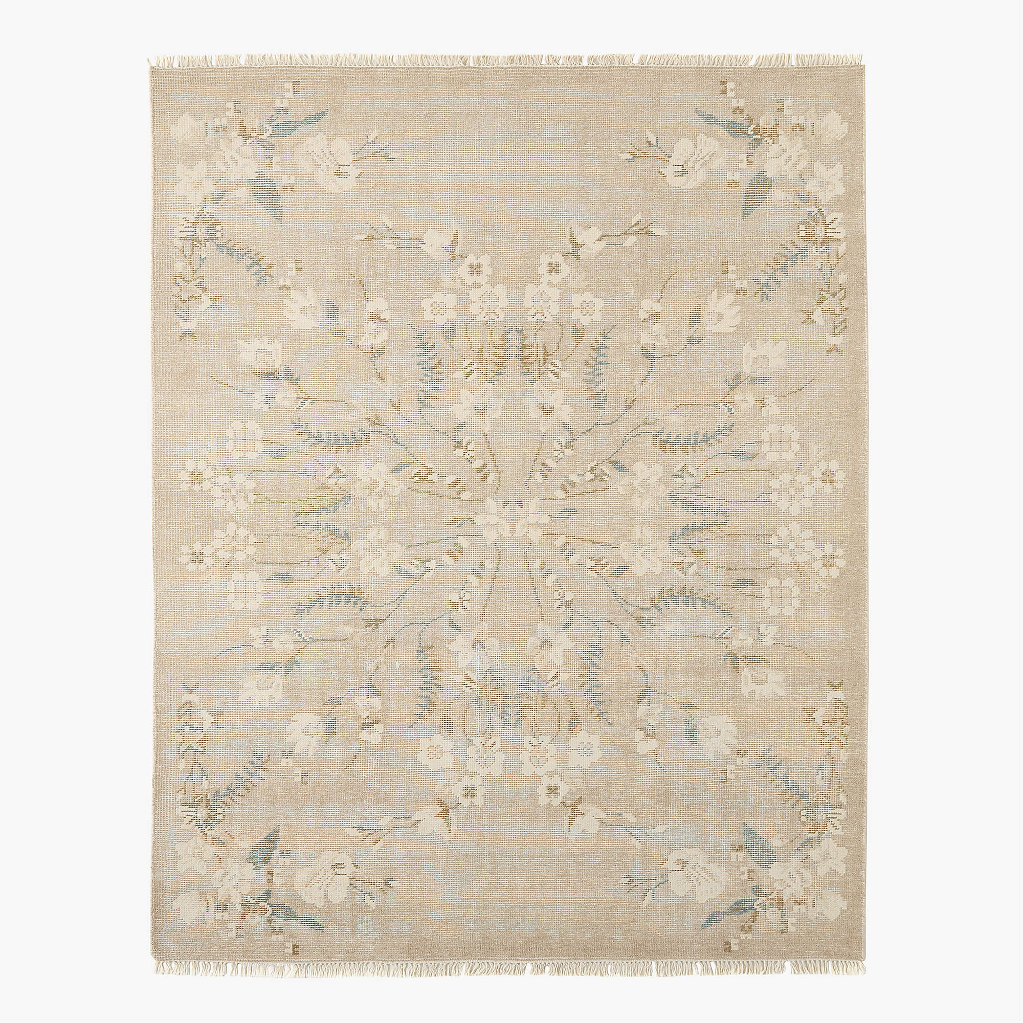 Lavish Hand-Knotted Light Taupe Floral Wool Area Rug 8'x'10' + Reviews | CB2 | CB2