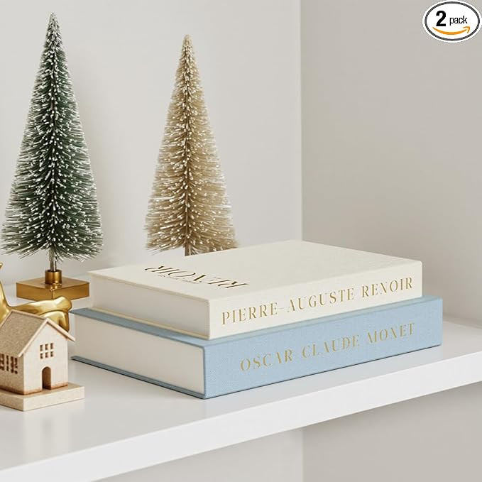 Aesthetic Decorative Books - Set of 2 Linen Fake/Faux Books Enhance Your Bookshelf, Coffee Table,... | Amazon (US)