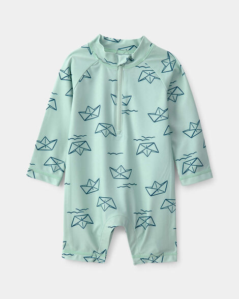 Baby Boy Boat Long-Sleeve Rashguard - Turquoise | Carter's | Carter's Inc
