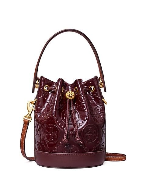 T Monogram Embossed Patent Leather Bucket Bag | Saks Fifth Avenue