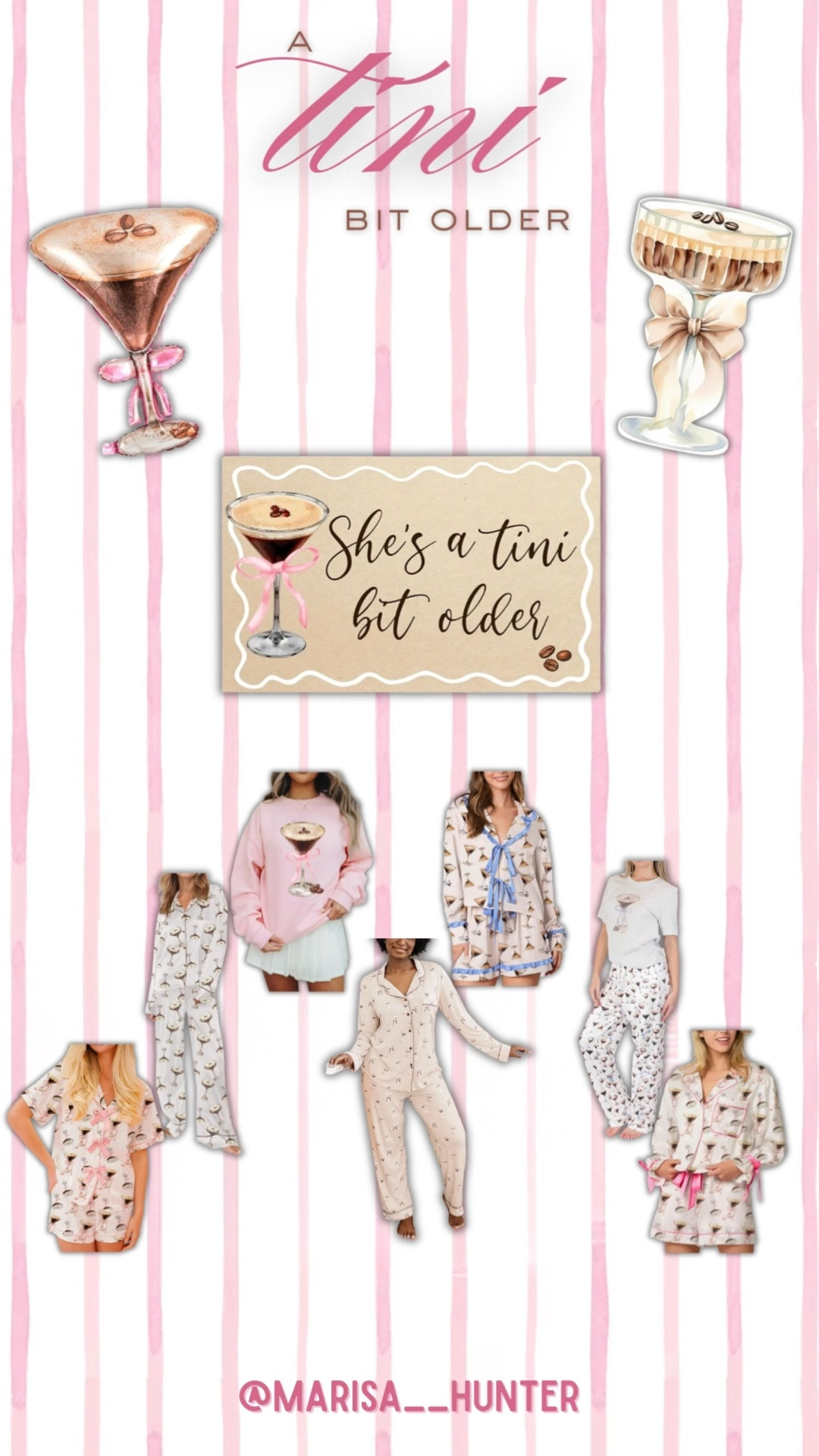 She’s a tini bit older 🍸

Birthday party theme espresso martini party decorations backdrop sign balloons napkins plates coup glasses pajamas pajama party best friends matching outfits bridesmaid bride bachelorette mom style ootd #LTKParties

#LTKootd #LTKmomlife #LTKWedding