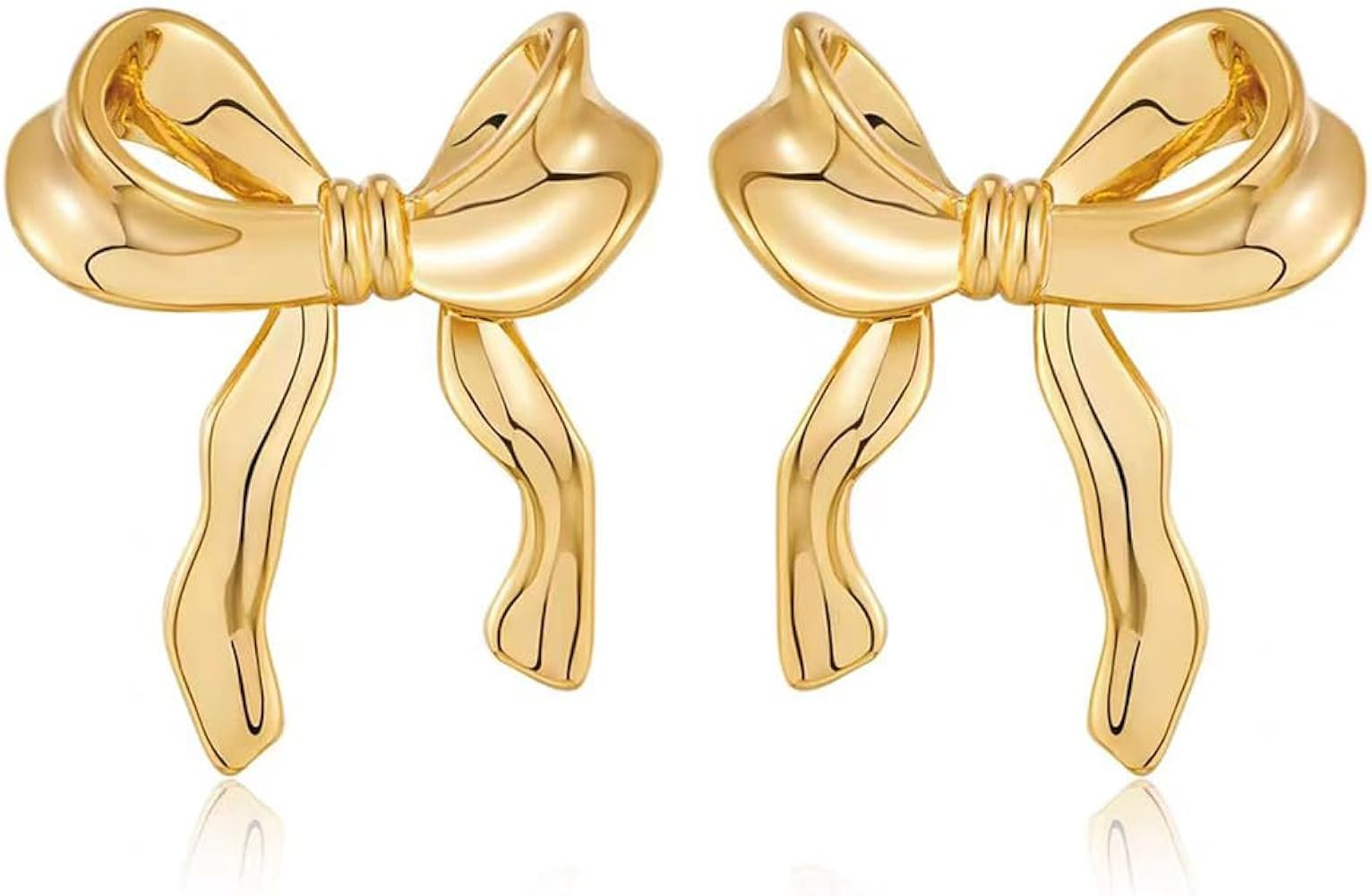Gold Bow Earrings for Women Statement Ribbon Bow Stud Earrings Bowknot Earrings Jewelry Gifts | Amazon (US)