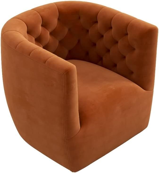 Amazon.com: ASHCROFT Rose Mid-Century Modern Tufted Back Velvet Swivel Chair in Orange : Home & K... | Amazon (US)