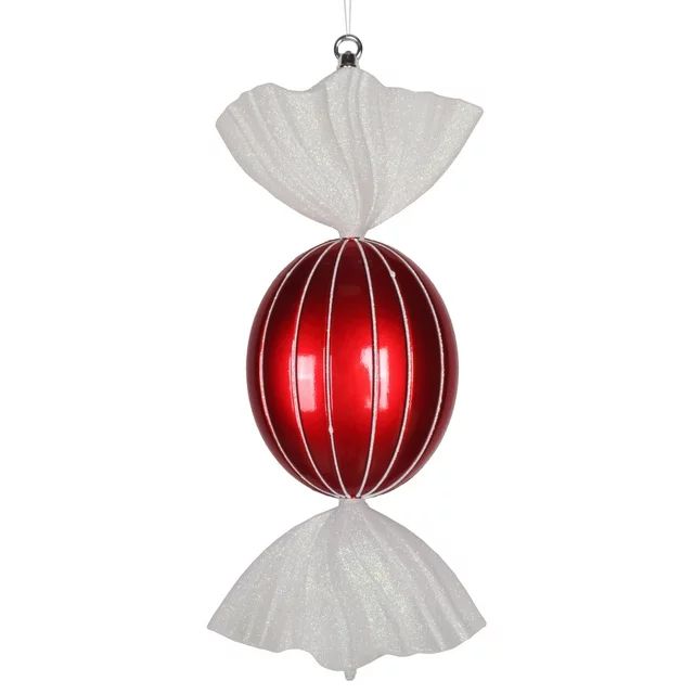 Vickerman 18.5" Red-White Oval Striped Candy Christmas Ornament | Walmart (US)