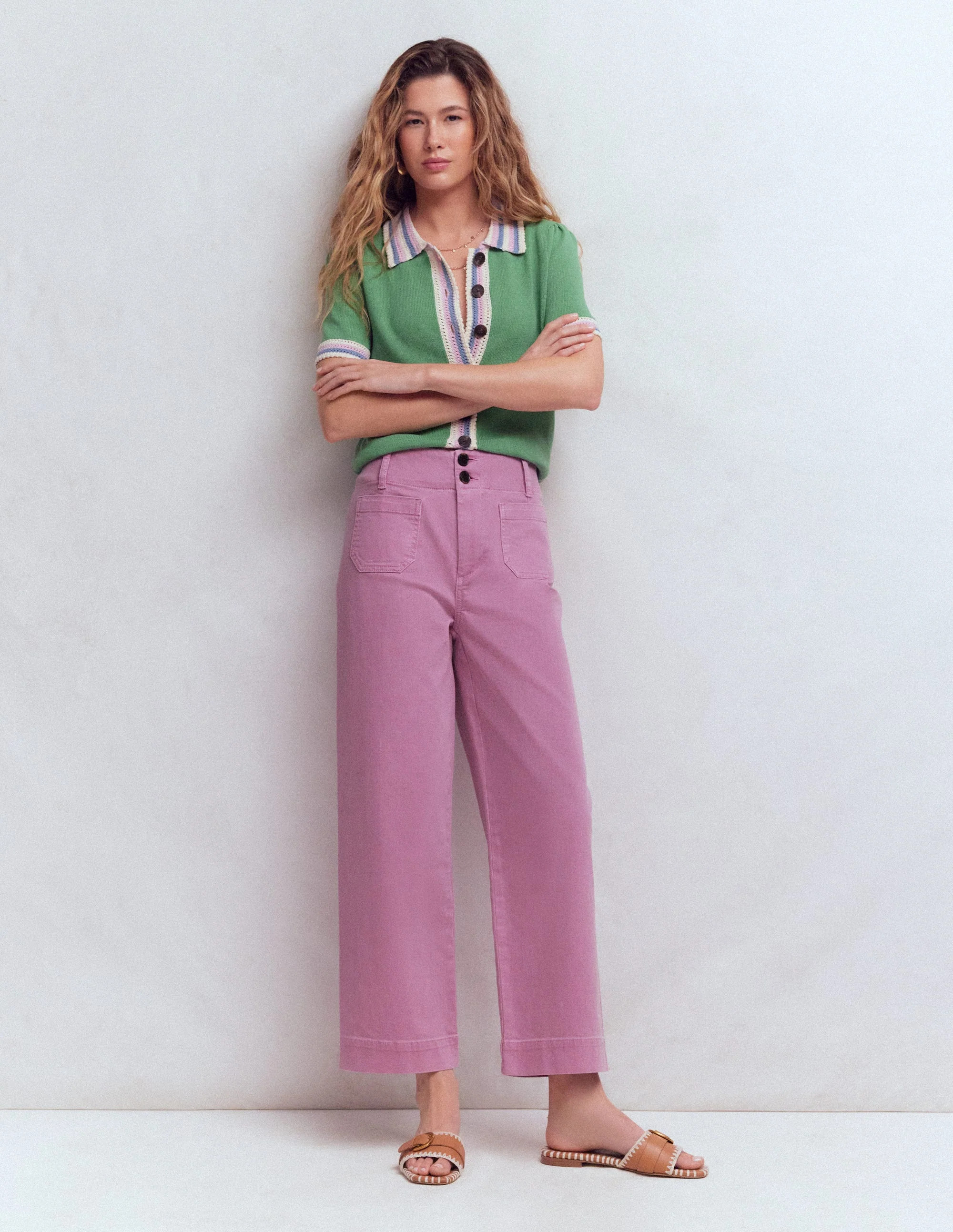Patch Pocket Cropped Pants-Clover Purple | Boden (US)