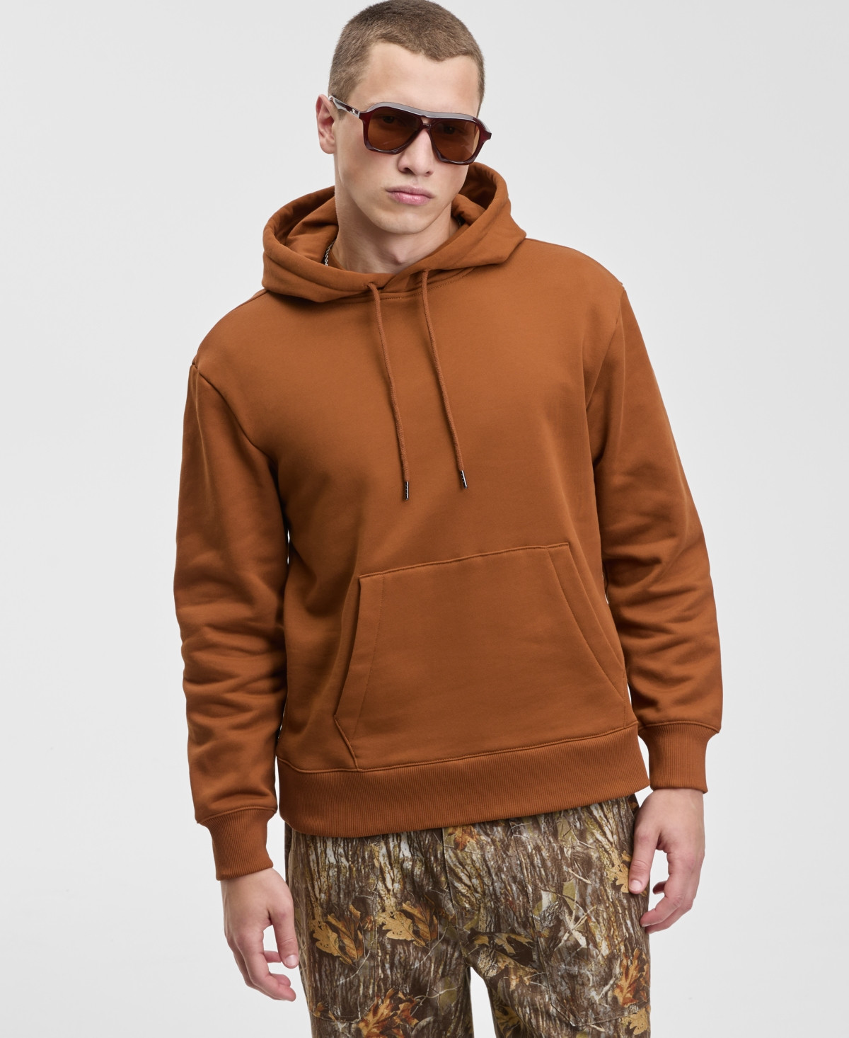 Mode of One Men's Relaxed-Fit Fleece Hoodie, Created for Macy's - Fresh Chestnut | Macy's