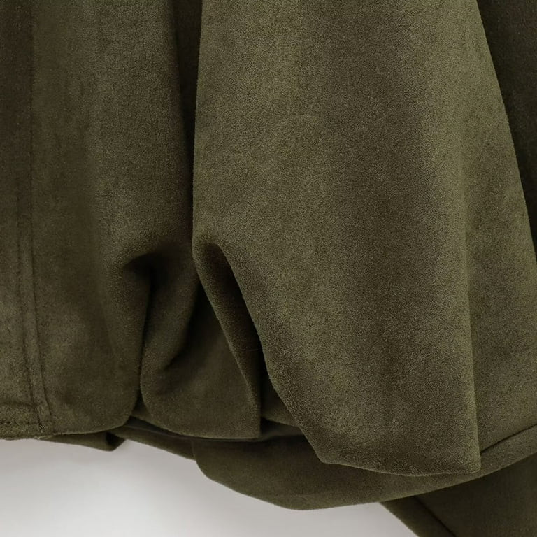 Sevevn Women's Faux Suede Bomber Jacket Spring Lapel Coat Casual Oversized Long Sleeves Trendy St... | Walmart (US)