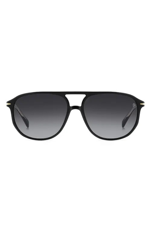 David Beckham Eyewear 58mm Aviator Sunglasses in Black/Dark Grey Sf at Nordstrom | Nordstrom