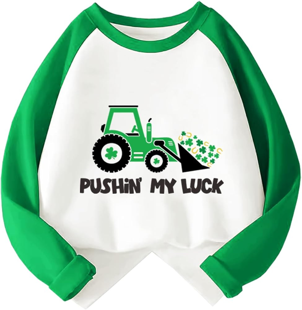 Toddler St Patricks Day Shirt Boys Girls Green Lucky Shamrock Clover Tees Kids Long Sleeve Saint ... | Amazon (US)