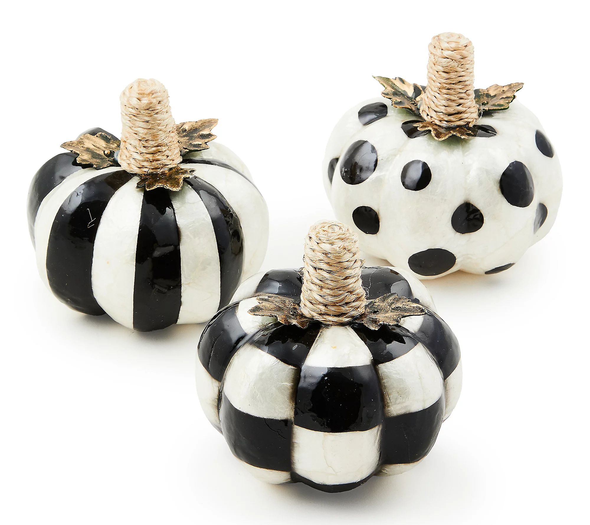 Mackenzie-Childs Set of 3 Mini Capiz Pumpkins | QVC