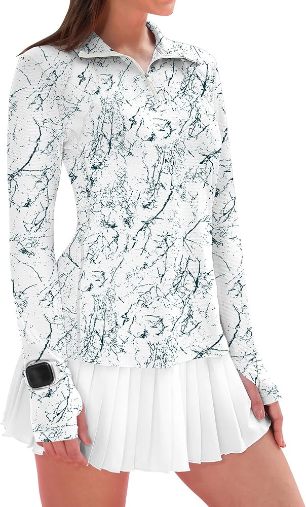 IECCP Womens Long Sleeve Golf Shirts Sun Protection 1/4 Zip Pullover Summer Quick Dry Athletic Hi... | Amazon (US)