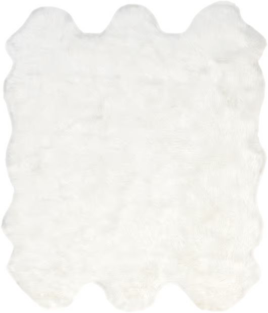 White Faux Sheepskin Shag 5' 3" x 6' Area Rug | Rugs USA