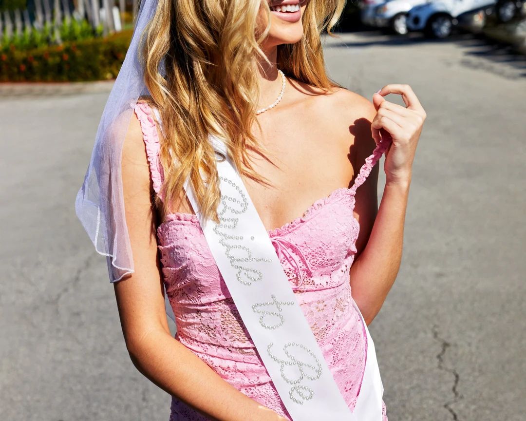 Bride to Be Rhinestone Sash Bachelorette Party Decorations White Diamond, Bridal Shower Gift, Eng... | Etsy (US)