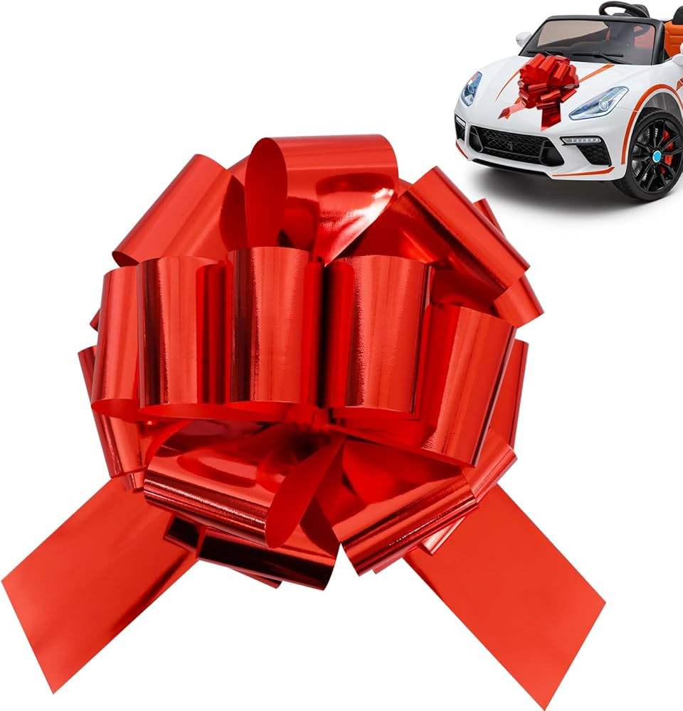 TONIFUL 16 Inch Big Red Bow - Aluminum foil Large Pull Bow Giant Decorative Bow for Stair Handrai... | Amazon (US)