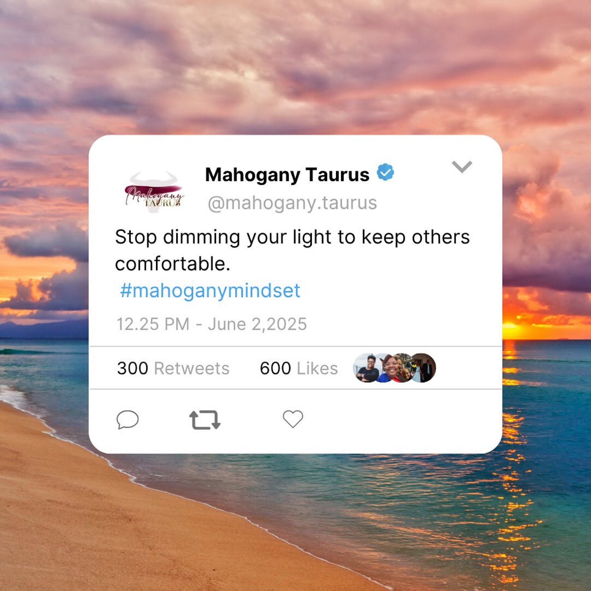 💡 Stop dimming your light to keep others comfortable.

Your brilliance was never meant to be background noise. Your gifts weren’t designed to shrink for anyone’s ego.

If your shine makes someone else squint,
they can adjust—you don’t need to dim.

✨ Walk in the room full beam.
✨ Own your voice.
✨ Take up space.

You weren’t called to be liked—you were called to be light.

💬 Drop a 🔥 if you’re done shrinking.
Tag a woman who walks in her full wattage 💡

#MahoganyMindset #StopDimmingYourLight #ShineUnapologetically #MahoganyTaurus #WomenWhoLead #Momcation