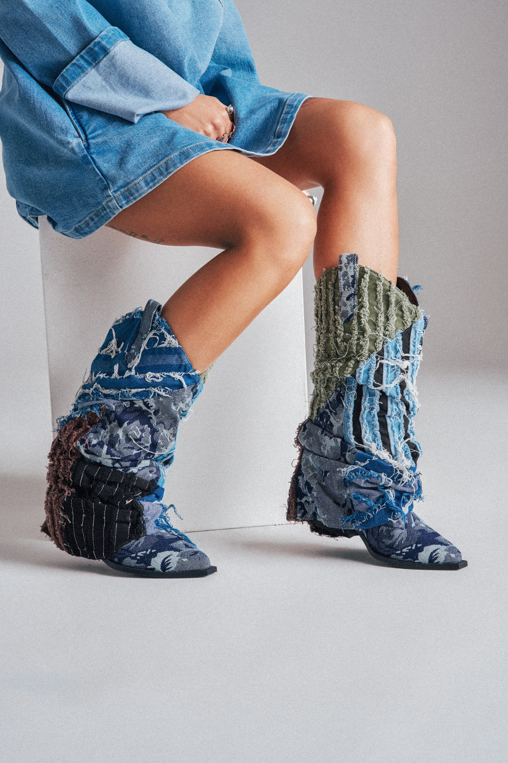 AZALEA WANG GABRYLE MULTI MATERIAL WESTERN BOOTIE | AKIRA
