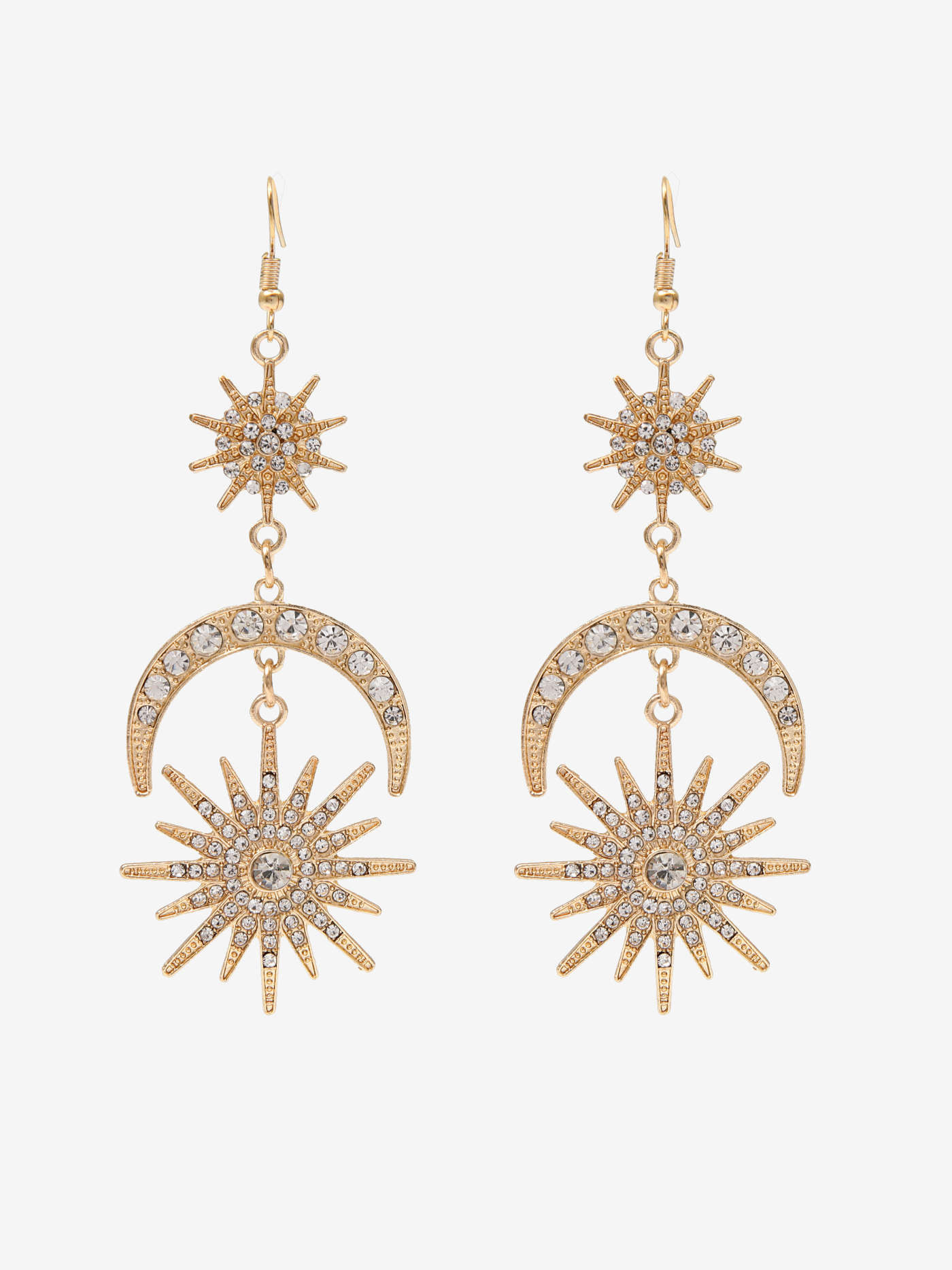 Sun & Moon Rhinestone Decor Drop Earrings | Cider