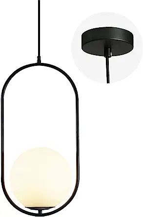 Fulesi Modern Matte Black Globe Pendant Light 1-Light Glass Ceiling Hanging Lighting Fixture for ... | Amazon (US)