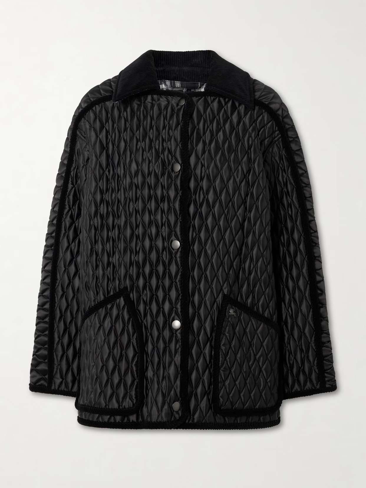 Burberry - Cotton Corduroy-trimmed Quilted Shell Jacket - Black | NET-A-PORTER (US)