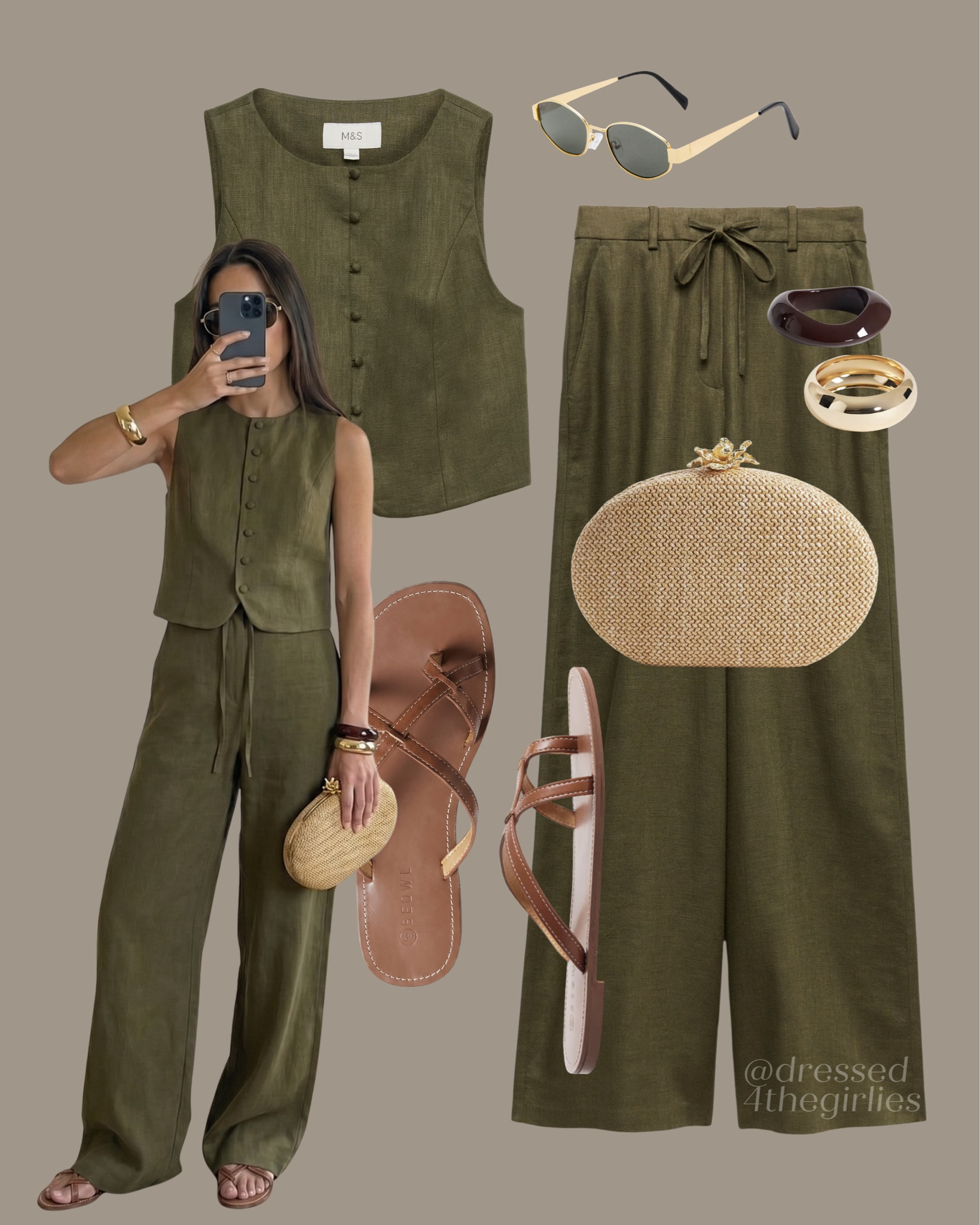 Linen co-ord outfit💚

Tags: green waistcoat outfit, green linen trousers, raffia clutch bags brown strappy sandals outfit, summer holiday vacation outfit 

#LTKsummer #LTKuk #LTKtravel