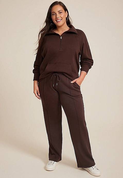 Plus High Rise Fleece Wide Leg Sweatpant | Maurices